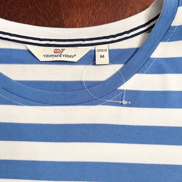 NWOT Vineyard Vines Pieced Deluxe Blue White Striped Tee T Shirt Top MEDIUM - Picture 2 of 7